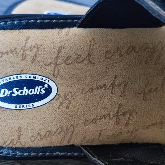 Dr. Scholl's Betcha sandal  black leather top tan bottom women's size 5 - Picture 11 of 12